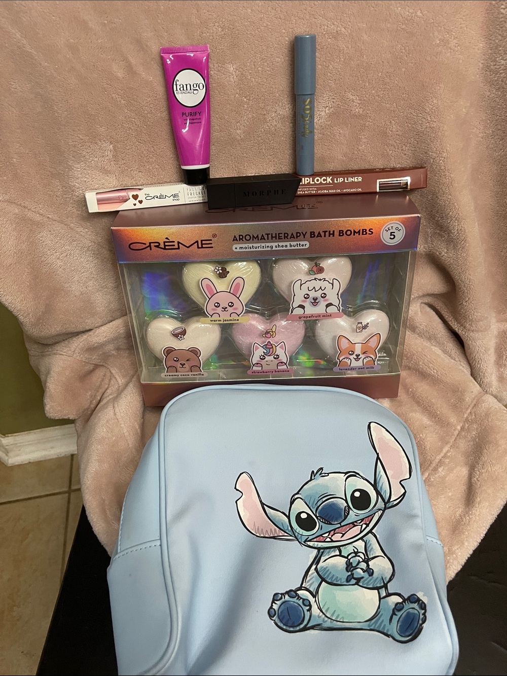 Makeup lot with bag and bath bombs
